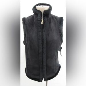 Women’s Chaps Black Suede & Faux Fur Vest